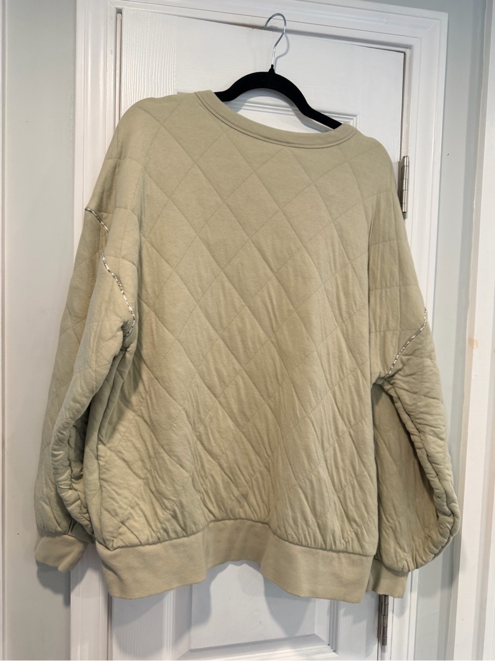 Universal Thread Size XXL Sage Quilted Pullover Sweatshirt Blue Floral Trim Soft - Picture 8 of 10